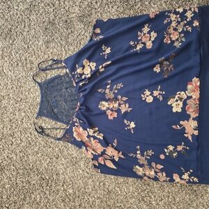 Floral Blue Sleeveless Top